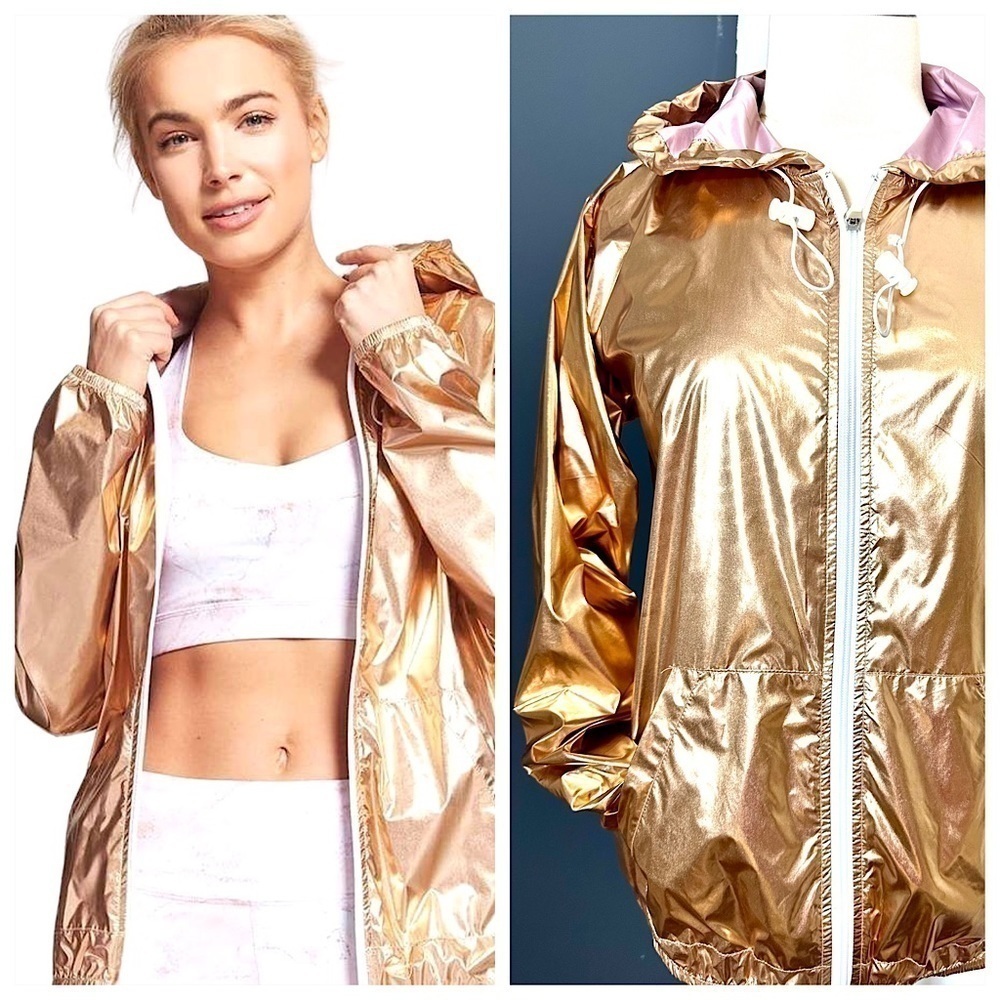NEW! GOLD METALLIC FESTIVAL JACKET Forever 21 Active Size Small Oversized
